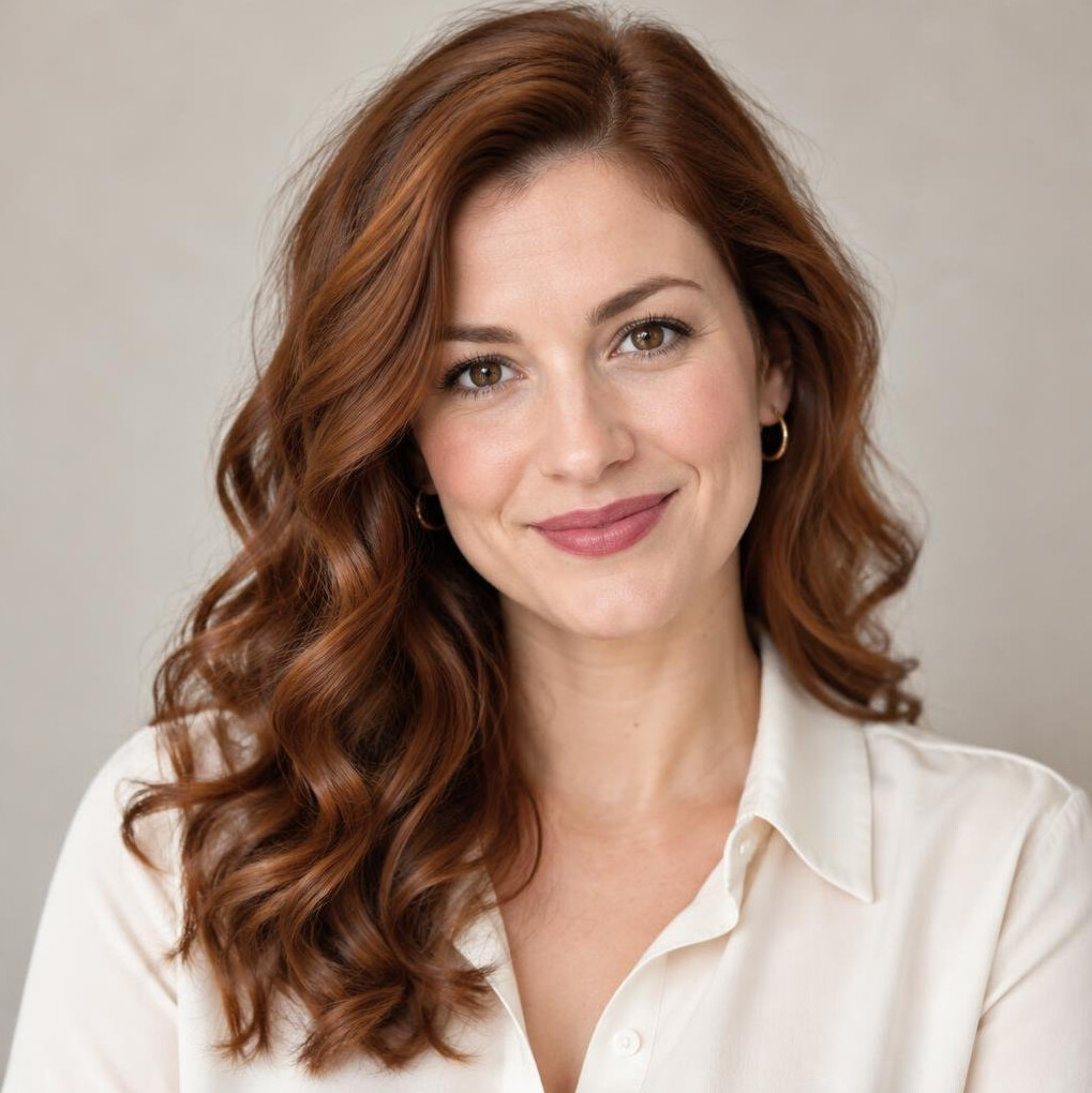 Portrait of a woman with wavy hair smiling