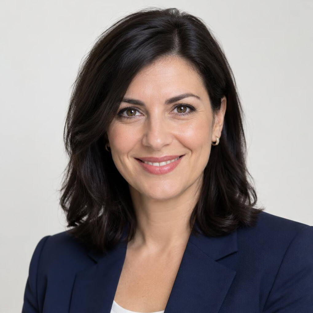 Portrait of a businesswoman with dark hair smiling