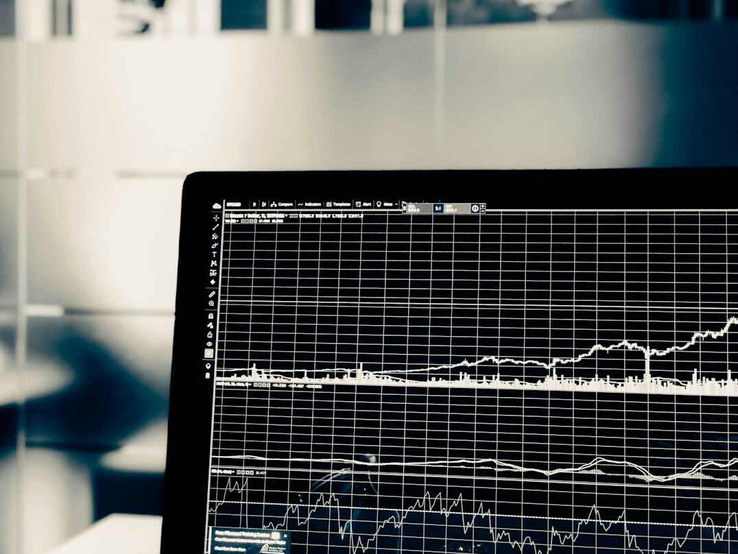 data charts on screen